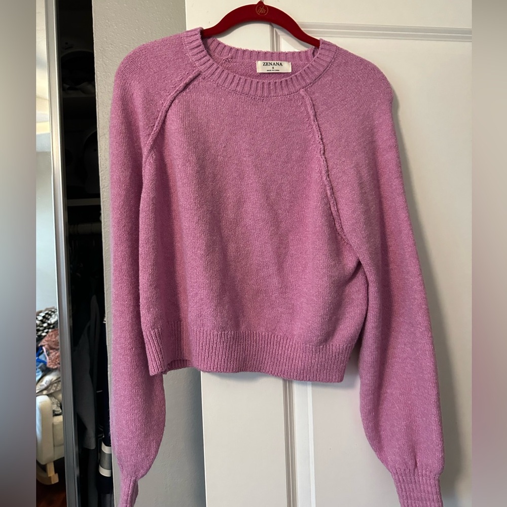Pink zenana long sleeve sweater